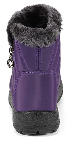 Girls' Snow Boots Winter Boots Ankle Boots Kids Boots Warm Fur Anti-Slip,1846Purple,12 Us Little Kid/Label Size 31 #TOP2