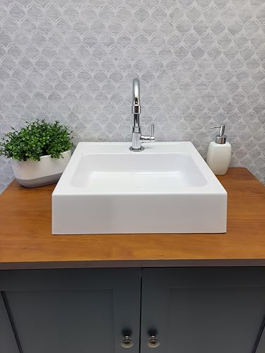 Cuba de Banheiro Sobrepor Gardênia 40x37cm Mármore sintético