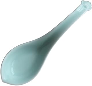UNNS Cucharas de Sopa China Jingdezhen Centro de cerámica Glaze Verde Glaze Red Glaze Spoon, Disparo de Alta Temperatura, artesanía ingeniosa Cucharas de Mesa (Color : Green Glaze)