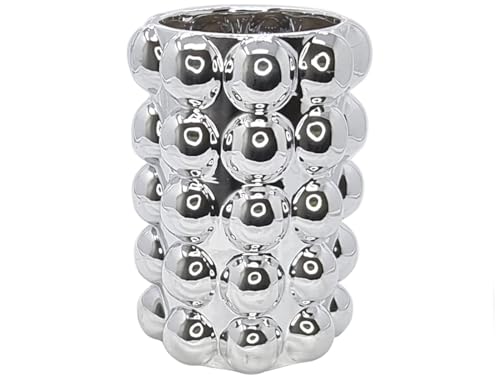 Silver Bubble (Vase H21cm) - aus Keramik als stilvolle Vase glänzend silberfarben modernes Design dekoratives Pflanzgefäß für Büro Fensterbank Tischdeko edle Blumenvase Geschenkidee Deko Silver Bubble (Vase H21cm) - aus Keramik als stilvolle Vase glänzend silberfarben modernes Design dekoratives Pflanzgefäß für Büro Fensterbank Tischdeko edle Blumenvase Geschenkidee Deko