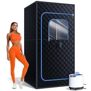 pikulLA Portable Steam Sauna, 71 in Sauna Tent, 1200W 3L, Light Blue Black