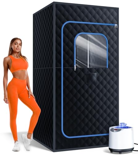 pikulLA Portable Steam Sauna for Home | 71 Full Body Sauna Tent with 1200W 3L Steamer 15 Heat Levels Timer & Remote Control Foldable Chair | Large Size for Adults VOC-Free