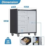 Metal Storage Cabinet with Drawers Heavy Duty Steel Rolling Tool Cabinets on Wheels Garage Storage Cabinet Mobile Locking Tool Carts for Kitchen Basement Garage Warehouse, Assembly Required - Image 3