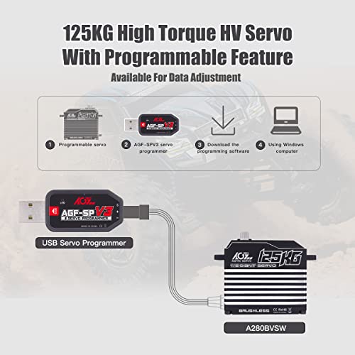 Agfrc 125Kg High-Torque 1/5-Scale Rc-Servo-Motor - 16V Waterproof Metal Gear Brushless Servo For 1/5 Rc Models, Control Angle 180° (A280Bvsw(3S/4S)) #TOP3