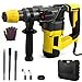 Gvdeirn 1400W SDS Plus Rotary Hammer Drill, 6J Electric Hammer Drill with 4 Functions (Drill/Hammer/Chisel/Positi... 4500BPM, Anti-Vibration, Includes 3 Chisels, Carry Case & Accessories