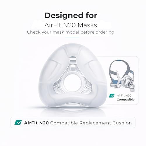 Image of N20 Replacement Cushion - Compatible with AirFit & AirTouch CPAP Nasal Mask - Soft, Snug Fit, Premium Comfort, Covers Nose, Durable Material (Medium)