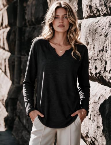 Image of Zeagoo Long Sleeve Shirts for Women Fall Tops Casual V Neck Blouses Tunic