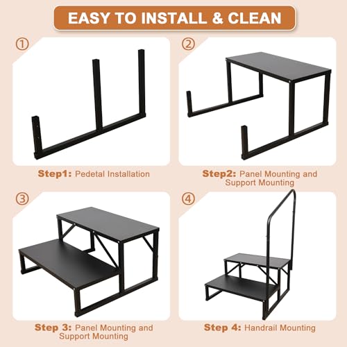 image for Kinchoix 2 Step RV Stairs, Hot Tub Steps, Outdoor Spa Step Ladder with