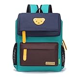 willikiva Cute Bear Kids School Backpack for Children Elementary School Bags Book Bags (Dark Blue/Co