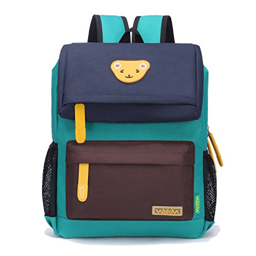 Willikiva Cute Bear Kids School Backpack For Children Elementary School Bags Book Bags (Dark Blue/Coffee/Green, Medium) #TOP8