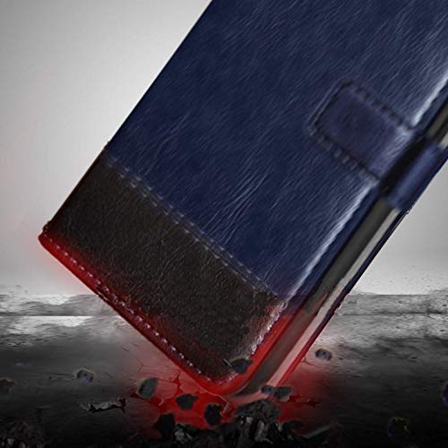 Image of Perkie Handmade Zorro Series Faux Leather Wallet Flip Case Kick Stand Magnetic Closure Flip Cover for Motorola Moto G54 5G (Blue with Black)
