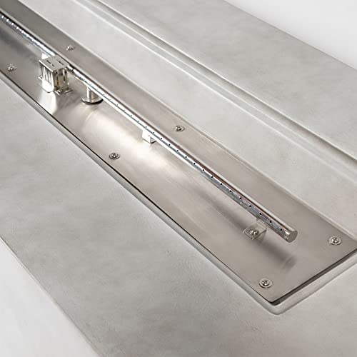 Concrete Outdoor Propane Brazier Table - 70 Inch Rectangular Brazier, Outdoor Fireplace, Smokeless Brazier, Propane Gas Fire Stand, Indoor And Outdoor, With Etl Certificate, Adjustable Flame #TOP4