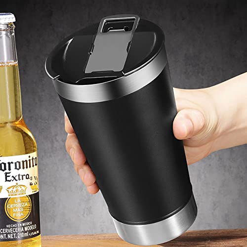 Caneca De Cerveja Copo De Aço Inoxidável Com Abridor Garrafas (Rosa)