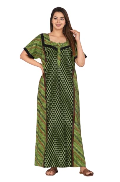 Shakti Enterpries Cotton Nighty for Women — Printed Stylish Night Gown, Comfortable Sleepwear Long Nightwear, Maxi lahariya Printed Nightgown.-picture-35