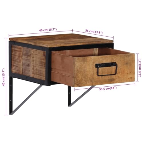 Table de chevet en bois massif de manguier rustique et chic