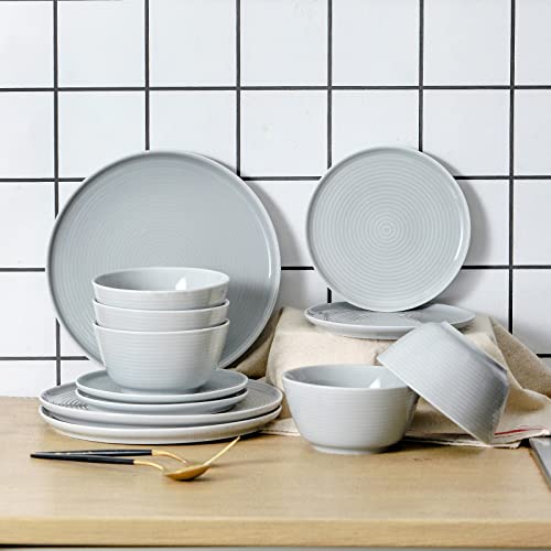 Hasense Porcelain 7.5 Inches Appetizer Plates Set Of 4, Salad Plates Ceramic Dessert Dishes For Pizza Pasta Maincourse, Microwave Dishwasher Safe #TOP6