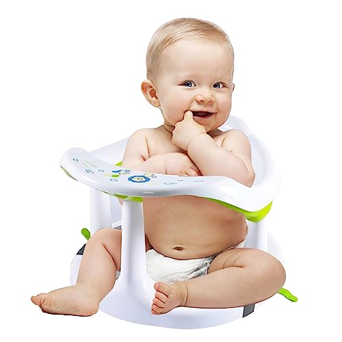 Eteslot Siege Bain Bebe 6-18 Mois - Chaise De Bain pour Bébé - Chaises De Douche pour Bébé De Forme Mignonne pour Baignoire Assise, Siège De Baignoire pour Bébé avec Support De Dossier