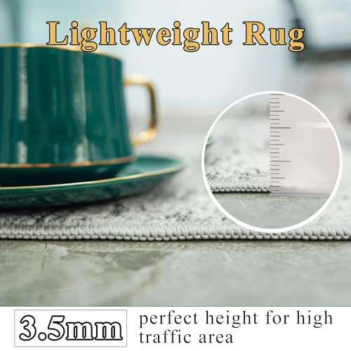 RUUGME Hallway Runner Rug 3x14 - Runner Rug Stain Resistant for Living Room Non Slip Indoor Entryway Rubber Backing Carpet Bedroom Kitchen Distressed Floor Decor Mat Machine Washable 3x14 BlackA