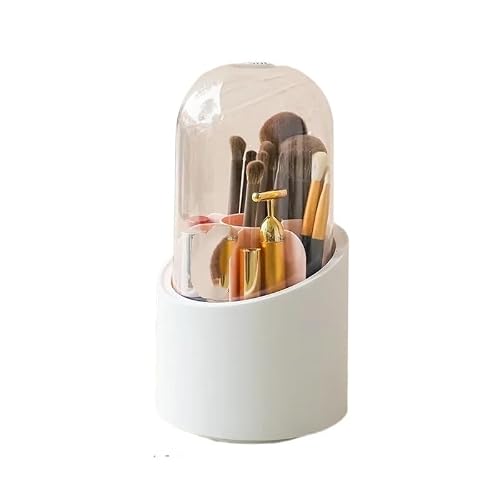 SkyjOy Makeup Organiser 360° Rotating Makeup Brush Holder With Lid Desktop Cosmetic Organisers(Pink with Lid)