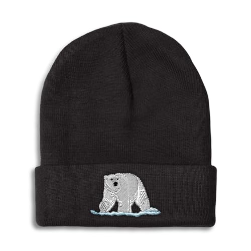 Beanies for Men Animal Wildlife Polar Bear Wild Animals Mammal Winter Hats for Women Acrylic Skull Cap 1 Size Black Design Only