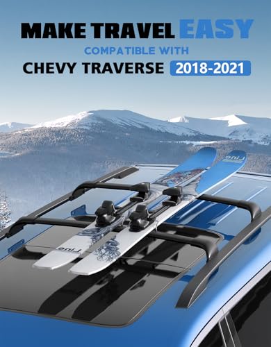 Image of FengYu 300lbs Roof Rack Cross Bars Compatible with Chevy Chevrolet Traverse 2018 2019 2020 2021,Heavy Duty All-Metal Aluminum Roof Rails Crossbars Rooftop Cargo Bars Black Luggage Racks Carrier