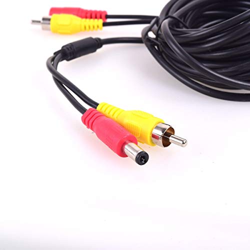 EKYLIN Car RCA DC Video Extension Cable, Truck Bus Camper Van Long Distance Reverse Parking Camera (15 Meters/50 Feet) - 2 in 1 AV & DC Power Cable