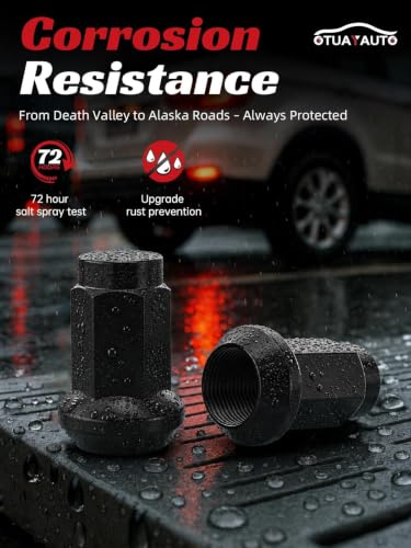 Image of OTUAYAUTO 3 /8-24 ATV Lug Nuts - Replacement for Polaris Ranger 400, 500, 700, RZR 900XP, 800, 700, 600 Aftermarket Lug Nuts, Cone Seat, 14mm Hex, 16PCS Black Closed End Bulge Acorn Lug Nut Set