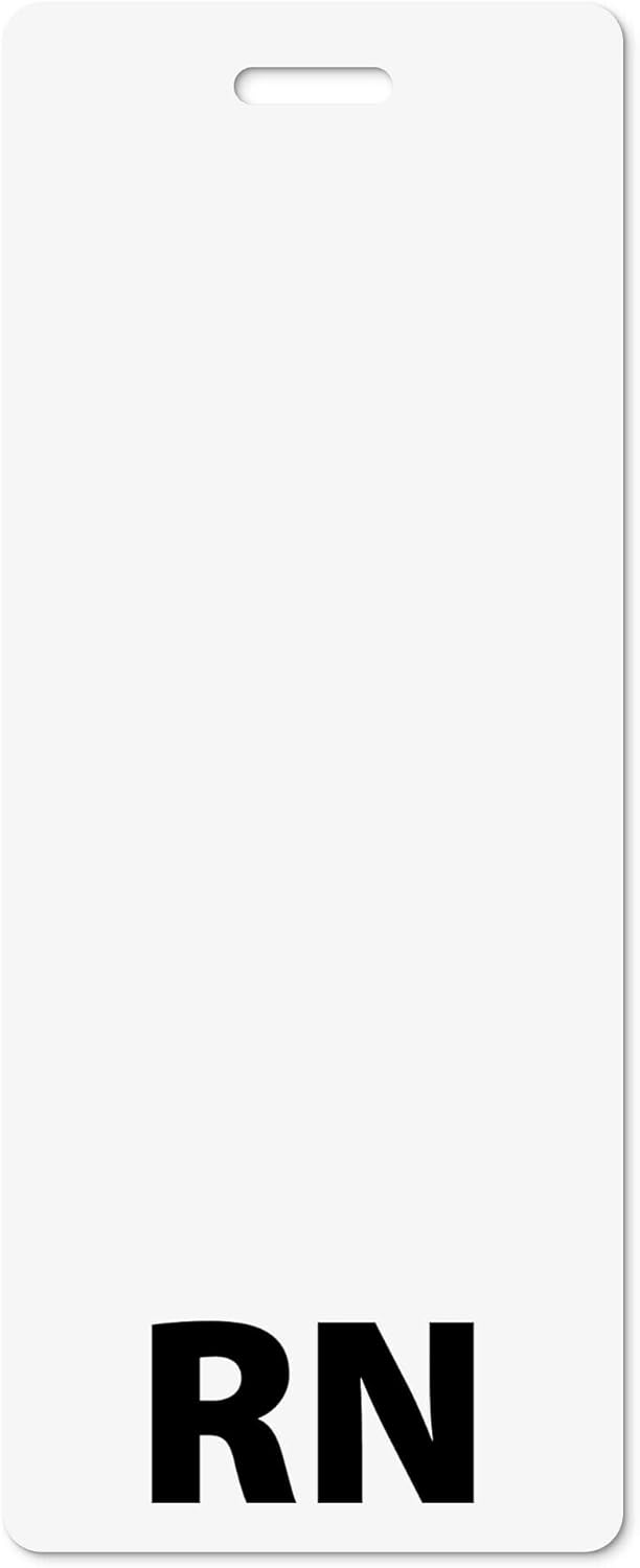Bulk RN Badge Buddies White Vertical Oversized Badge Buddy ID Backer Cards (100 Pcs) - Double Sided Print - Durable and Water Resistant Badge Buddy by BadgeZoo