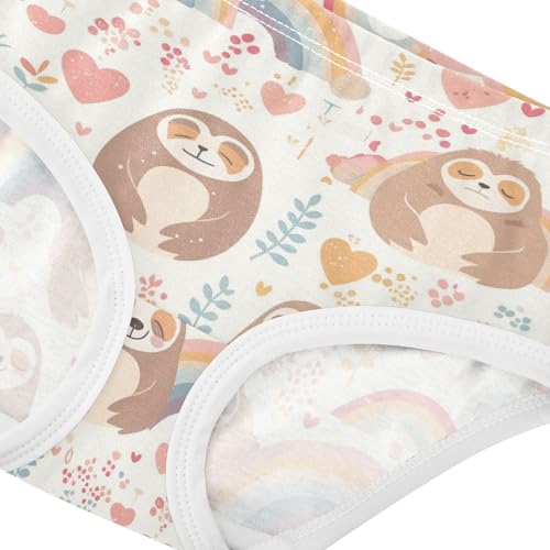 Wusikd Cute Sloth Hearts Girls' Underwear Cotton Rainbows Girls Briefs Soft Toddler Underwear 2T4