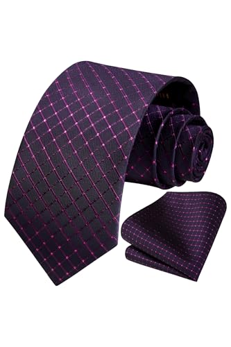 Image of HISDERN Polka Dot Ties for Men Classic Silk Ties and Pocket Square Formal Business Necktie Handkerchief Wedding Party