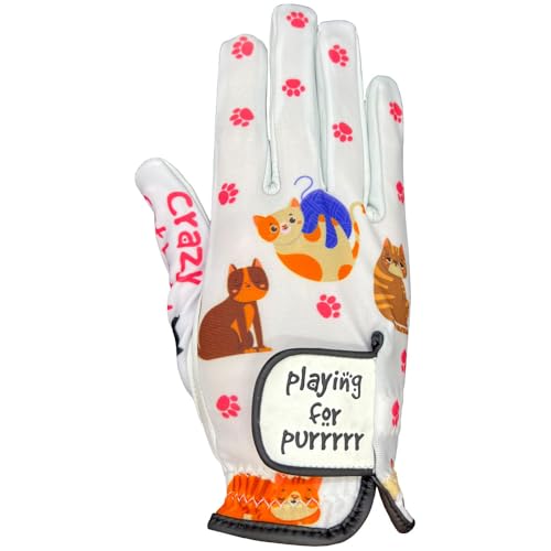 Giggle Golf Women's Golf Glove (Medium, Worn On Right Hand, Cat)