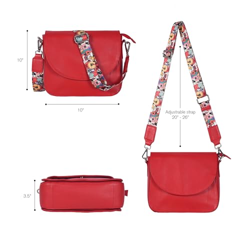 Image of Genuine Leather Shoulder Crossbody Purse For Women with Adjustable Strap, Mobile Pocket & Outside & Inside Zipper