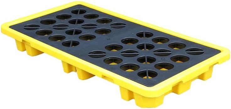 Modular Spill Containment, Drum Containment Spill Pallet, Industrial Stackable Oil Drum/Paint Bucket Storage Tray with Drain, Detachable Modular Shipping Platfo，Yellow 1pcs 130x68x15cm A