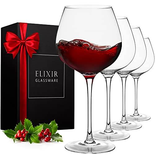 Elixir Glassware Kristall Weingläser Set - 4er Set - 650 ml Weingläser mit Stil - Rotweingläser & Weißweingläser - 100% Bleifreies Kristallglas - Wein Gläser Set mit Einzigartigem Modernem Design Cover