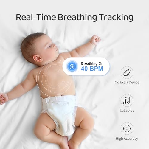 X3 Pro Smart Baby Monitor with Real-Time Contactless Breathing& Sleep Tracking, Cry& Face Cover Detection, Wall Mount& 2K Wi-Fi HD Video Camera and 2-Way Talk, Nightlight and Night Vision - Image 3
