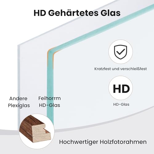 Feihorrm Bilderrahmen, Fotorahmen aus Eiche, Mit gehärtetem Glas, Für 30x40 cm-Fotos ohne Passepartout oder 19x29 cm-Fotos mit Passepartout… – Ansicht 4