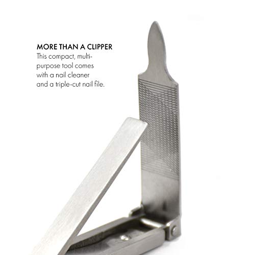 Germanikure 4Pc Manicure Set - Handmade In Solingen Germany, Finox High Carbon Stainless Steel: Flat Nail Clipper, Combination Scissors, Slanted Tweezer, Czech Glass Nail File In Leather Case #TOP4