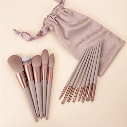 Makeup Brush Set by MooniesKey Professional Brushes for Makeup 13 PCS, Foundation Concealer Eyeshadow Highlighter Lip Blending Contour Eyebrow with Velvet Bag (Milk Tea)