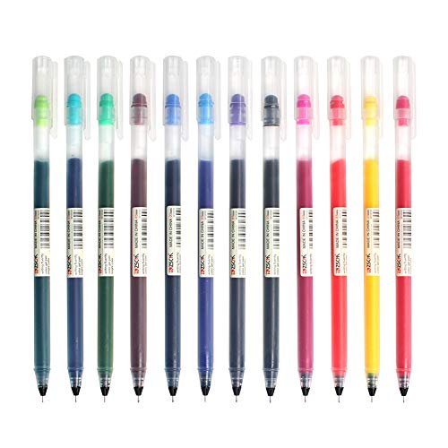 ZSCM 12 Colors Gel Ink Pen 0.5mm Fine Tip Ballpoint Pen for Drawing