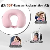 Egret Memory Foam Nackenhörnchen für Reisen - Ergonomische Unterstützung für Kopf, Nacken & Kinn - Super Leicht Nackenkissen für Flugzeug, Auto, Büro(Rosa)