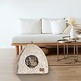 Katzenhöhle Katzenbett Katzenhaus Kuschelhöhle 40x40cm CATISM faltbar waschbar bequemer Katzenschlafplatz für Katzen Kätzchen Welpen mit abnehmbarem Katzenkopfkissen Kaffee Braun