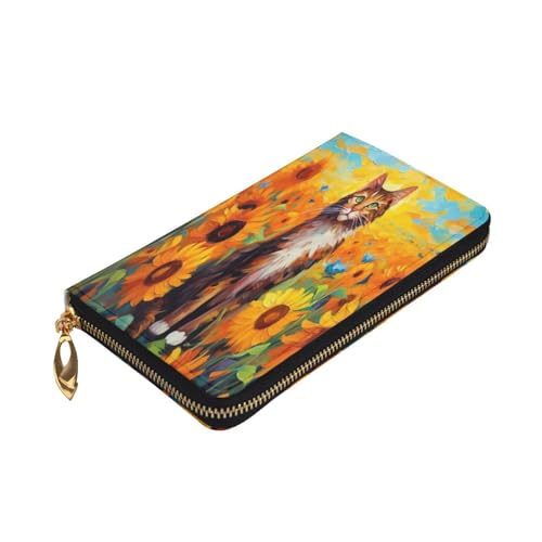 quiet little cat Premium Leather Wallet with Metal Zipper, Multiple Card Slots Cash Pockets, ideal Gift for Her or Him3