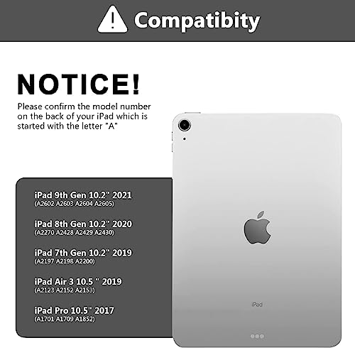 Image of Compatible for iPad 9th 8th 7th Generation Keyboard Case 10.2inch for iPad Air 3 Case with Keyboard, Bluetooth Keyboard for iPad Pro 10.5 3rd Gen), Slim Leather Cover for iPad 2021 /2020 /2019 Black