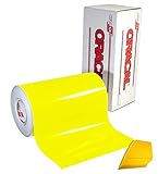ORACAL 6510 Fluorescent Yellow Cast Vinyl Wrap 12 Inches x 30 Inches Roll For Cricut, Silhouette & Cameo Including Hard Yellow Detailer Squeegee (1 Roll Pack)