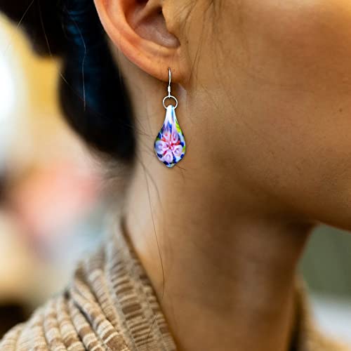 Besheek Handmade Murano Inspired Gorgeous Artist Made Pink Confetti Teardrop Glass Earrings By Besheek Handcrafted Blown Hypoallergenic Artisan Lampwork Italian Style Jewelry #TOP3