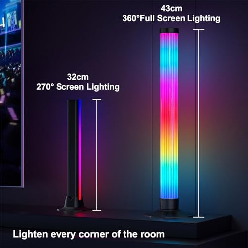 Image of MIHEAL 360 RGB Light Bars LED TV Backlight with DIY Music Sync Modes Smart Bluetooth Control, 8 Scene Modes Color Light Bar for Room Decoration, Gaming, PC, TV