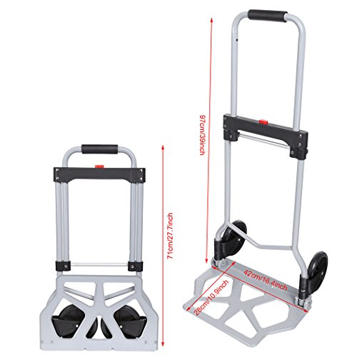 Voluker 220lbs Portable Heavy Duty Aluminum Folding Hand Truck and Dolly Two-Wheel Luggage Cart (US Stock) - Thumbnail 2