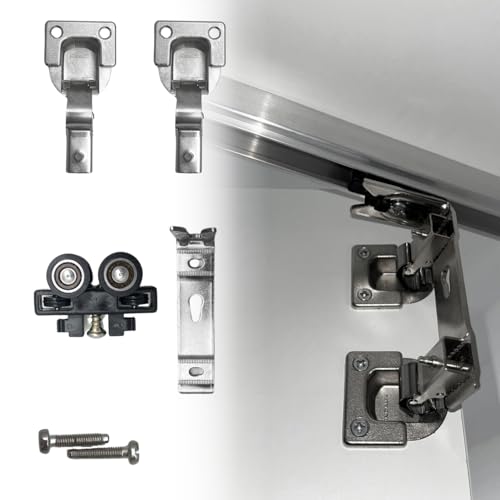 EVOTRADE Grupo carro superior adicional Folding para armarios o nichos de pared con puertas plegables de libro, peso máximo 50 kg, grosor máx. 30 mm, deslizamiento silencioso, montaje y sustitución