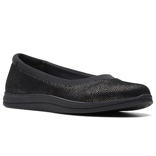 Clarks Black's Breeze Ayla Ballet Flat, Black Interest, 5.5 Medium US