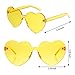 Gejoy 4 Pieces Heart Shaped Sunglasses for Women Men Valentine Gift Frameless Glasses(Lake Blue, Pink, Yellow, Clear)